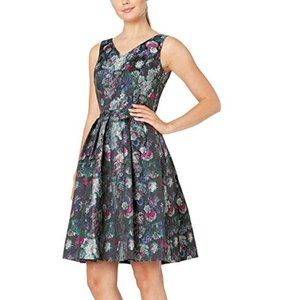 Tahari Sleeveless Printed Jacquard Floral Dress